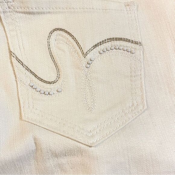 DIANE GILMAN FOREVER LUX SLIM BOOT WHITE DENIM JEANS 4 TALL NWT - Picture 13 of 16